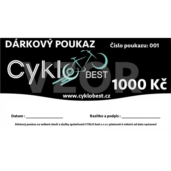 Dárkový poukaz Cyklobest.cz 1000 Kč